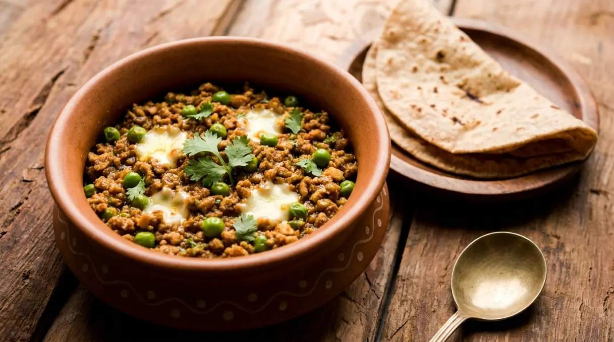 Minced chicken keema with peas and cottage cheese - high protein desi dinner