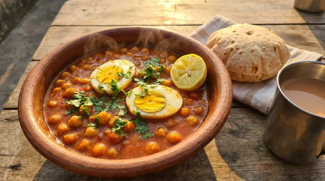 Egg and chickpea curry - high protein desi dinner recipe